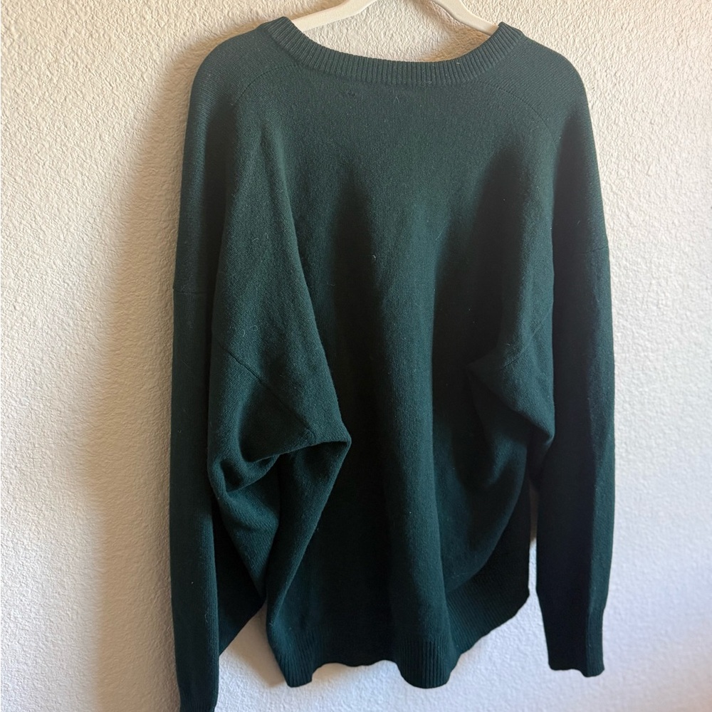 Vintage 100% Lambswool Oversized Pine Green Sweater - Cozy Luxury Y2K Basics - Picture 3 of 8